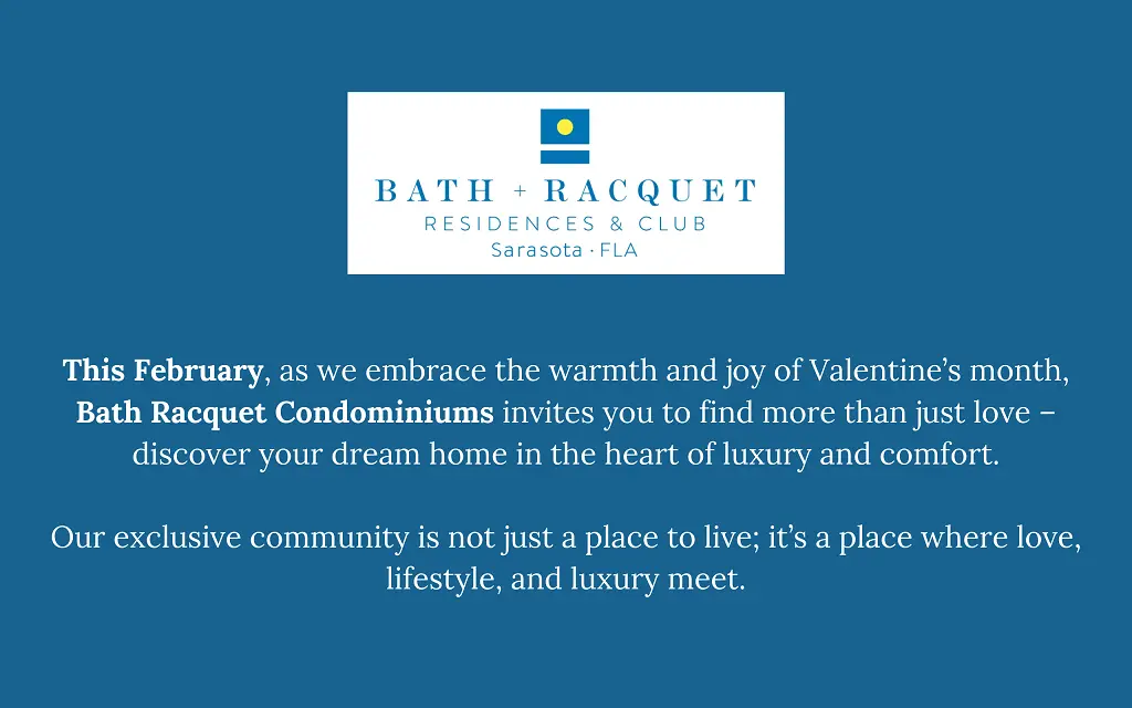 Bath and Racquet Residences Valentines Month Special Offer Newsletter