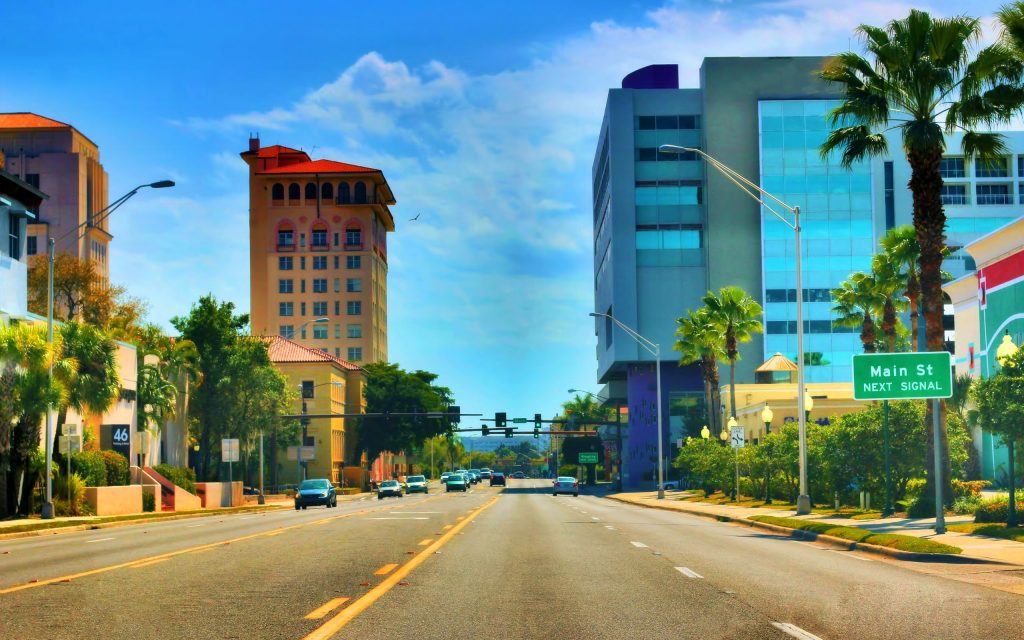 Living in Sarasota shown through Main Street, reflecting the city's community and lifestyle in 2025